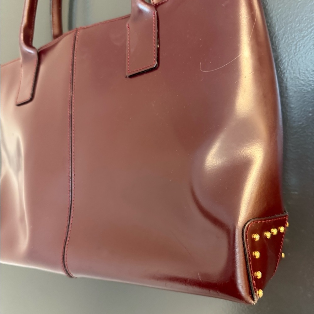 Arcadia Dark Burgundy Leather Shoulder Bag with Gold Accent GUC minor wear - Picture 7 of 13
